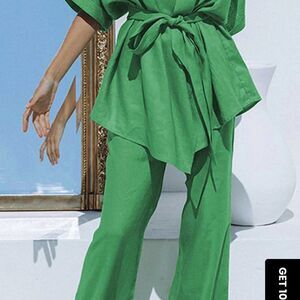 Commense Emerald Green Belted Set